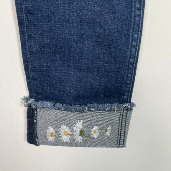 Ted Baker Pralina Daisy Floral Embroidered Raw Hem Ankle Jean Dark Wash 25 - Picture 6 of 11